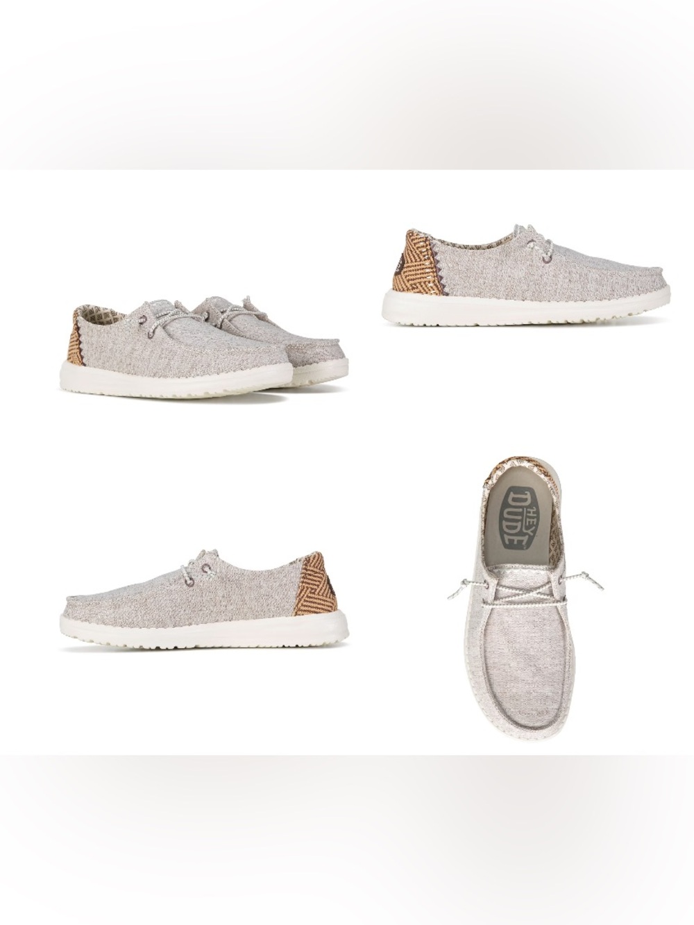 Hey Dude -Wally Faded Linen Sneakers with Brown Heel Accent